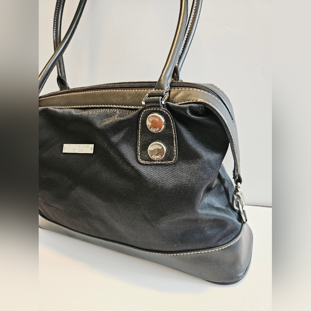 Etienne Aigner Shoulder Bag Black With Leather Accents & Silver Hardware 36008 - Picture 3 of 16